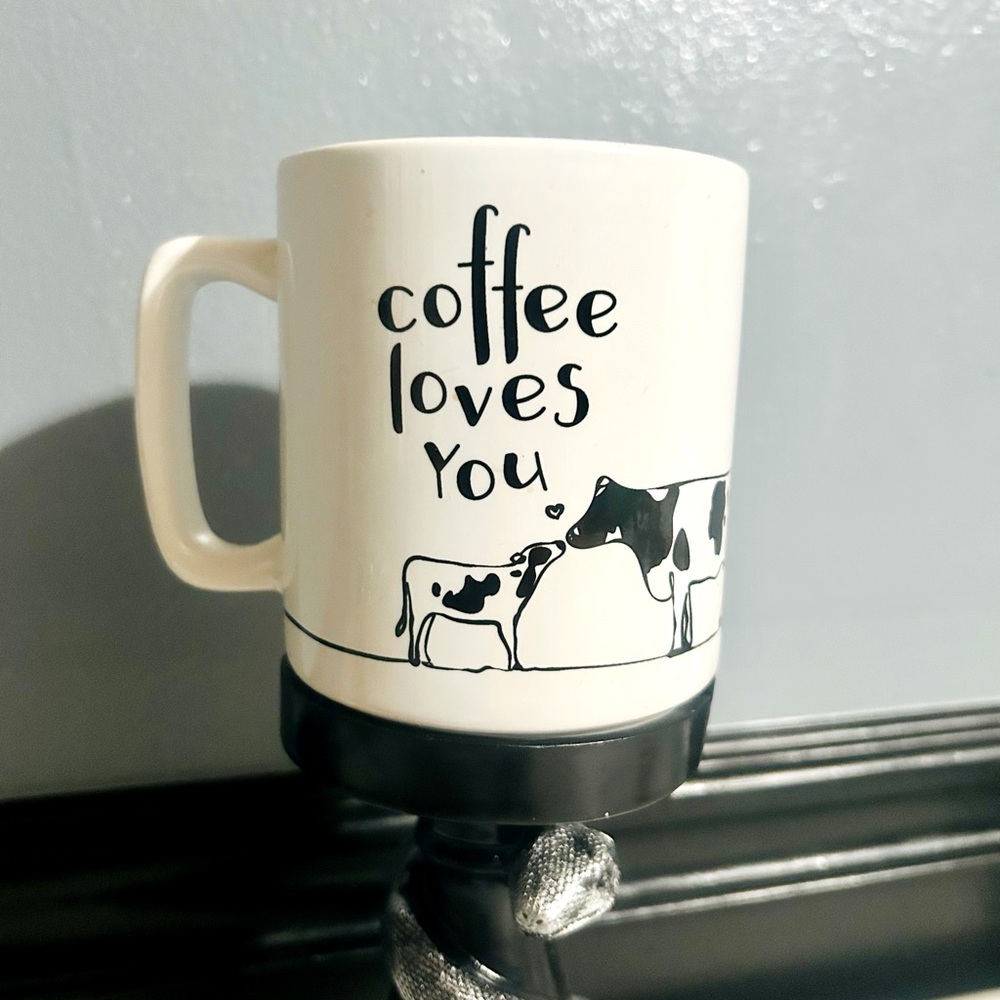 Cow themed coffee loves you mug
